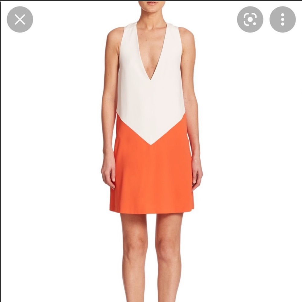 NWT Alice and Olivia Coral and White color block trapeze dress